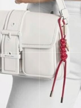 New  MICHAEL Michael Kors Pink Braided Faux-Leather Key/Bag Charm Secure Closure